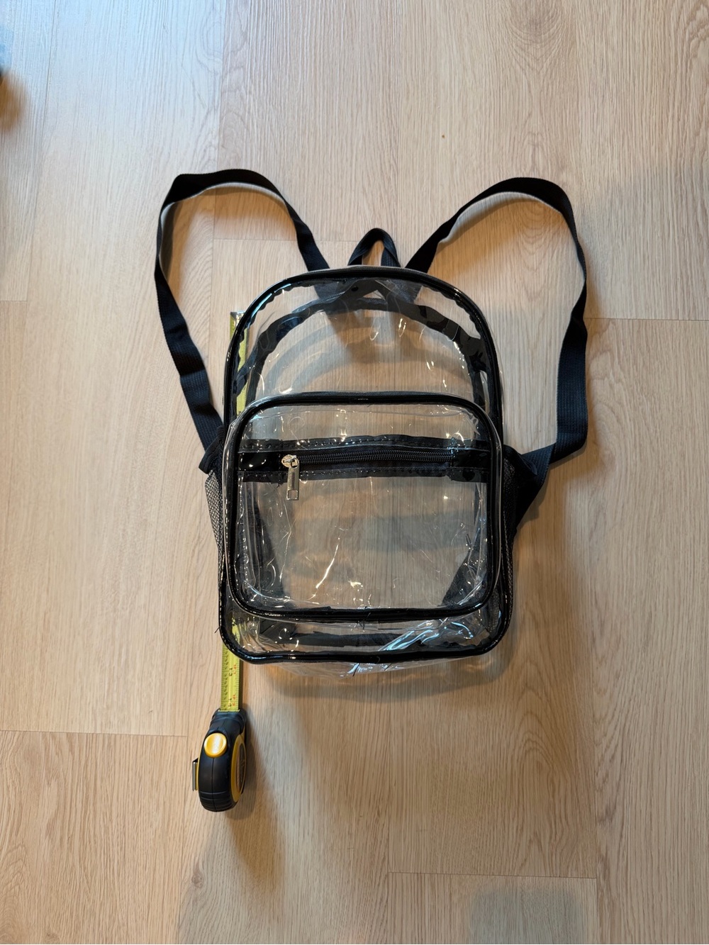 Clear PVC Mini Backpack with Black Trim